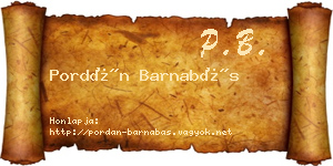 Pordán Barnabás névjegykártya